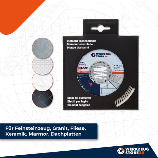 WS24 Diamanttrennscheibe X-Lock® Premium Feinsteinzeug 125 mm - WS24-100435