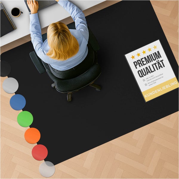 Bodenschutzmatte PE CHROMA - Schwarz - 75x120 cm - Hartboden - Bunte Schutzmatte als Unterlage für Bürostuhl