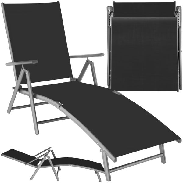 Gartenliege tectake Marisol 182 x 62 x 59 cm klappbar dunkelgrau