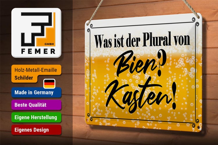 Blechschild Spruch 30x20cm was ist Plural von Bier