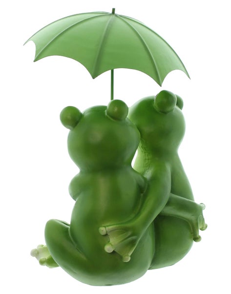 FRANK FLECHTWAREN | Froschpaar Regenschirm, POLYRESIN, METALL, 15,5 x 15,5 x 23 cm