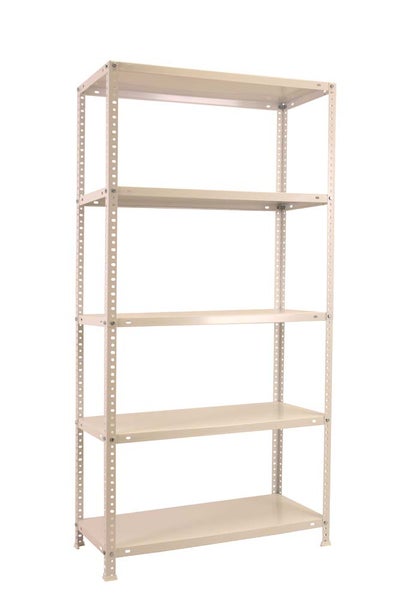 Stabiles Metallregal mit fünf verstellbaren Fachböden für Keller, Garage oder Werkstatt.
