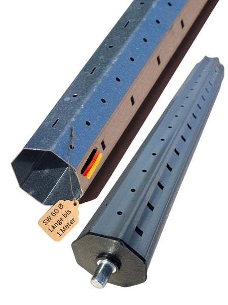 Rollwin Rolladenwelle SW60 LÄNGE 70cm mit Teleskoprohr 50cm für Rolladen Verlängerung für Rollladen bis 1m Breite Stahlwelle Rolladenhalterung Rolladen Stange Achtkantstahlwelle Rollladen Welle