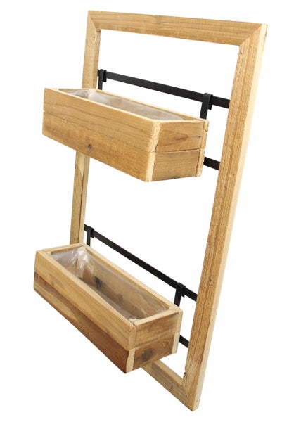 FRANK FLECHTWAREN | Wandpflanzer Industrial, HOLZ, 48 x 73 cm, Pflanzkasten 35 x 13 x 10 cm