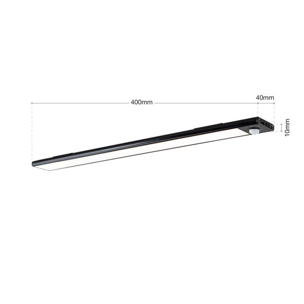 LED Akku Schrankleuchte 40 cm 3000 K Sensor Schwarz