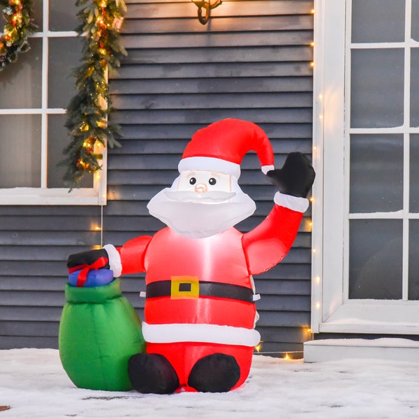 HOMCOM Weihnachtsdeko, aufblasbar, beleuchtet Garten, IP 44, L 70 x B 45 x H 120 cm, 190D Polyester, warm weiß