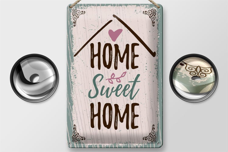 Blechschild Spruch Home sweet home 20x30cm