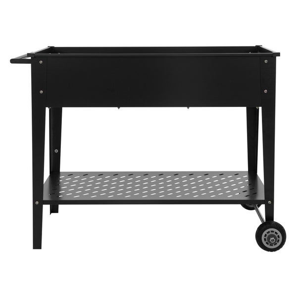 ML-Design 2er Set Metall Hochbeet fahrbar, 98x50x79,5 cm, Schwarz, Mobiler Pflanzkasten mit Ablage, Rädern und Griff, Pflanzbeet für Garten und Balkon, Gartenbeet Gemüsebeet Kräuterbeet Blumenkasten