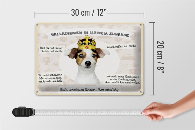 Blechschild Spruch 30x20cm Tiere Hund willkommen wohne hier