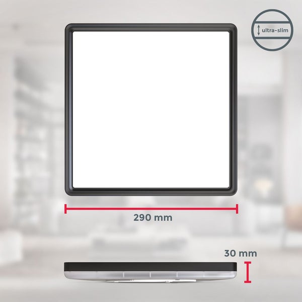 LED Panel 29x29 cm - 15W, 1850lm, dimmbar, Fernbedienung, RGBW, schwarz