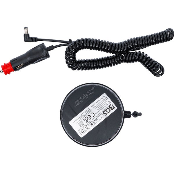 BGS Technic Akku Rundumleuchte mit Spiralkabel und Stecker für den Zigarettenanzünder