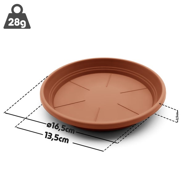 U BigDean 20 Stück Blumentopf Untersetzer Ø 16,5 cm in Terracotta – Topfuntersetzer aus robustem Kunststoff & Made in Europe