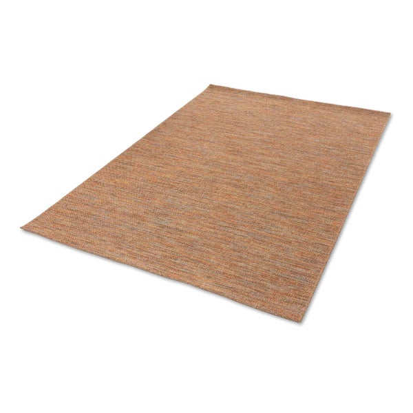 Rechteckiger Flachgewebe-Teppich mit melierter Struktur.