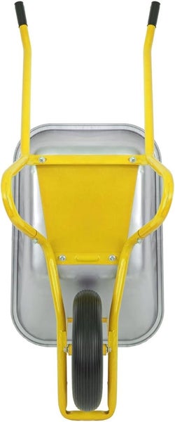 Schubkarre Matrix Profi 100L Stahlmulde 250kg Tragkraft mit Bodenblech & pannensicherem PU-Rad – Bauschubkarre für Garten & Bau