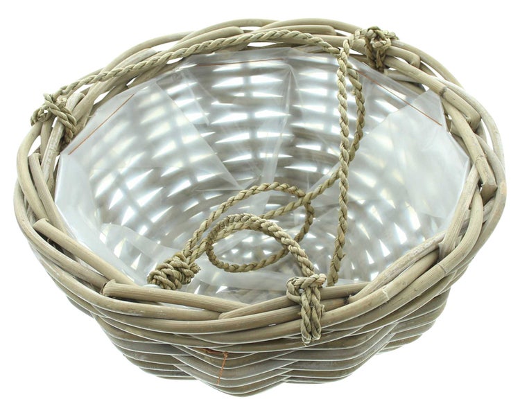 FRANK FLECHTWAREN | Pflanzampel Koboo Grey, RATTAN, Ø 30 x 15 cm