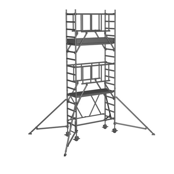 Fahrgerüst mit zwei Plattformen und Auslegern für Stabilität