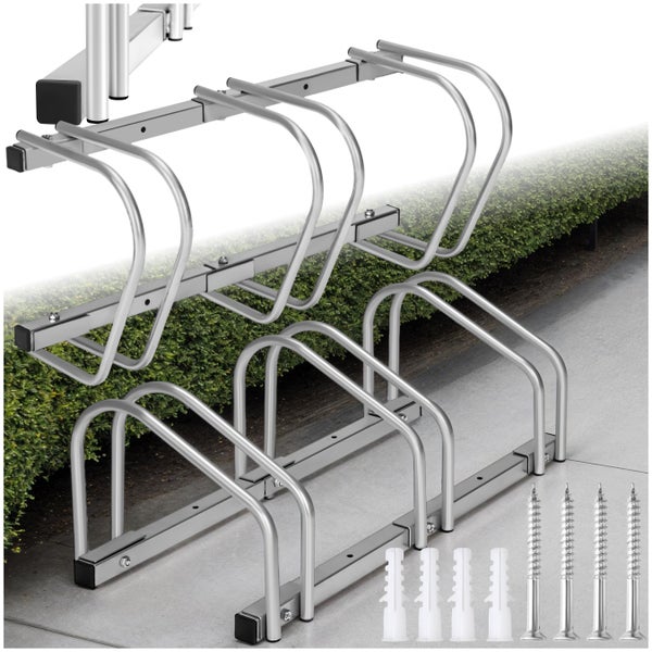 Fahrradständer tectake  aus rostfreiem Stahl von beiden Seiten befahrbar