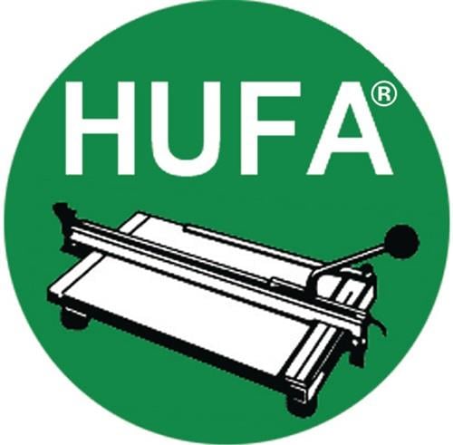 HUFA Logo mit Fliesenschneider Darstellung