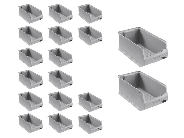 PROREGAL SuperSparSet 18x Graue Sichtlagerbox 4.0 HxBxT 15 x 20 x 35 cm 7,2 Liter Sichtlagerbehälter