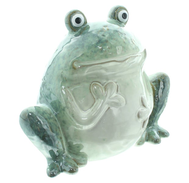 FRANK FLECHTWAREN|Figur Frosch, 20,5 x 13,5 x 17,5 cm, PORZELLAN