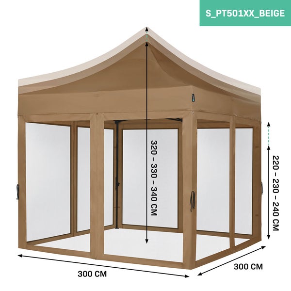 VONROC Pavillon 3x3m wasserdicht stabil - Partyzelt EasyUp System [3Min Aufbau] Popup Faltpavillon modular erweiterbar als Festival Zelt, Gartenpavillon