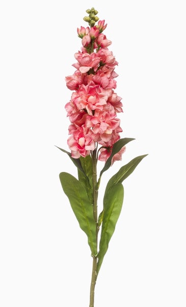 Künstliche Levkoje mit rosa Blüten und grünem Stiel für dekorative Zwecke.