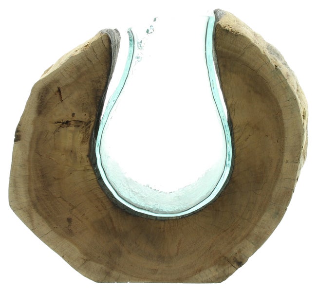 Vase aus Holz mit Glaseinsatz