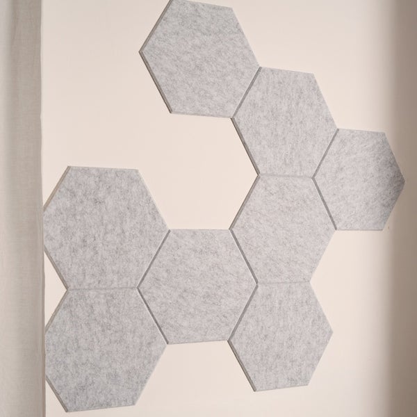 Home Deluxe Akustikplatten Hexagon selbstklebend SILENT - Hellgrau, 15er Set | Schallschutzplatten, Wanddekoration, Schallabsorber, Akustik Paneel