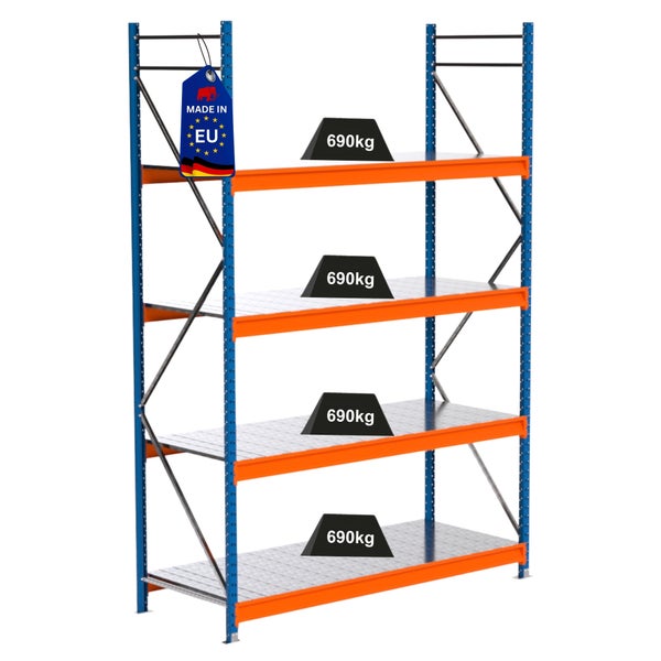 Regal mit vier Ebenen und einer Traglast von 690 kg pro Ebene