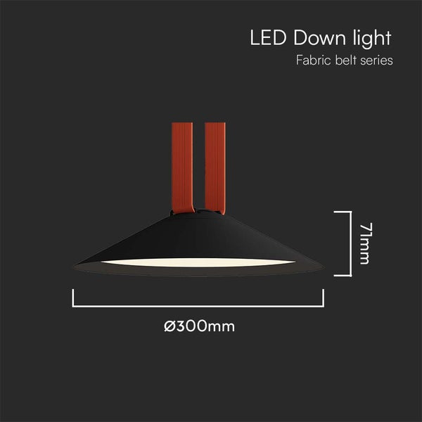 LED-Downlight der Stoffgürtel-Serie mit den Maßen 300 mm Durchmesser und 71 mm Höhe