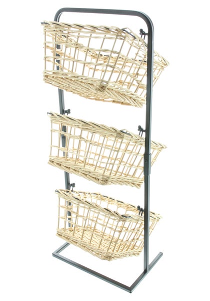 FRANK FLECHTWAREN | Korb-Etagere Trio, WEIDE, METALL, 25 x 22 x 63 cm