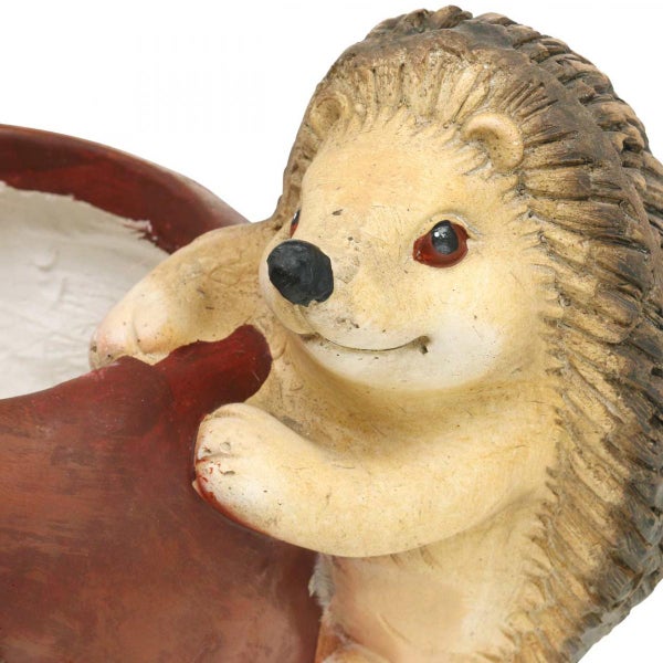 Dekorative Igel-Figur mit Pflanzschale für den Garten