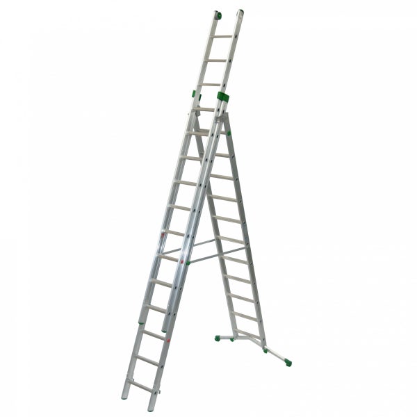 Mehrzweckleiter aus Aluminium in A-Form und verlängerter Position