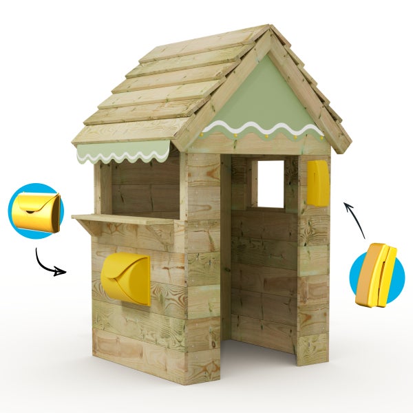 WICKEY Kinder Spielhaus Cottage mit Holzdach und Fenster - pastellpink