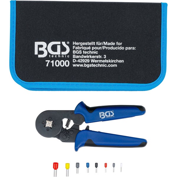 BGS Crimpzange für Aderendhülsen 0,25 - 10 mm² mit Aderendhülsen-Sortiment 0,5 - 10 mm² - 71000