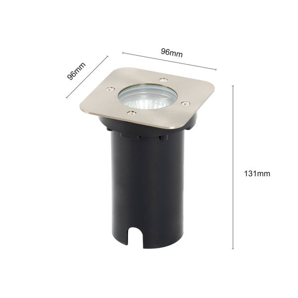 PRIOS Bodeneinbauleuchten Riya (wasserdicht (Modern) in Alu aus Edelstahl (1 flammig, GU10) - Bodeneinbauleuchte außen