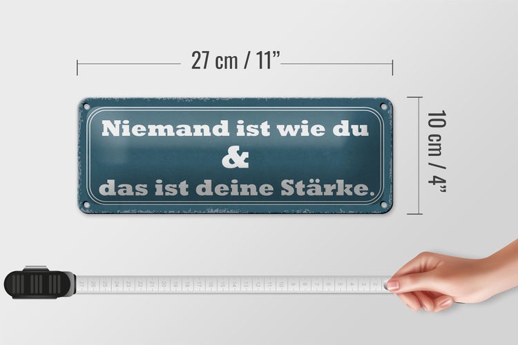 Blechschild Spruch 27x10cm Niemand ist die du deine Stärke Dekoration