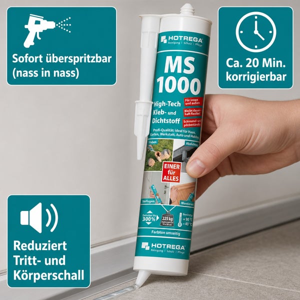 Hotrega MS 1000 High Tech Kleb und Dichtstoff in Kartusche zur Anwendung im Innen und Außenbereich