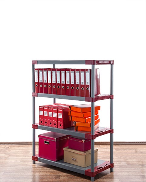 PROREGAL Kunststoffregal Big Grey Bear Low HxBxT 138 x 80 x 46 cm Fachlast 160 kg Grau/Rot