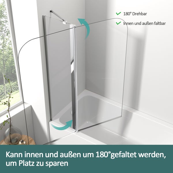 Badewannenaufsatz aus Glas, schwenkbar für flexible Badgestaltung