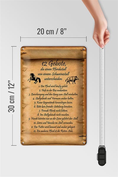Blechschild Spruch 20x30cm Gebote Pferdestall Schweinestall