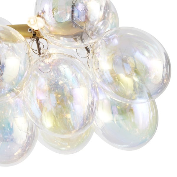 Dekorative Deckenleuchte mit transparenten Glaskugeln und Metallelementen