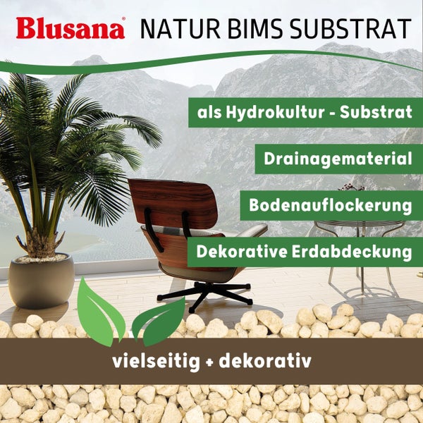 Blusana Bimsstein Pflanzsubstrat für Pflanzen natürliches  Vulkangestein mineralisches Bims Granulat grobe Körnung 8-16 mm Hydrokultur Drainage Dekor