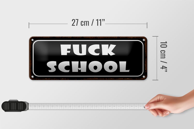 Blechschild Spruch 27x10cm Fuck school Dekoration