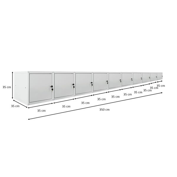 PROREGAL Mega Deal 10x Schließfachwürfel Cubic HxBxT 35 x 35 x 35 cm Grau
