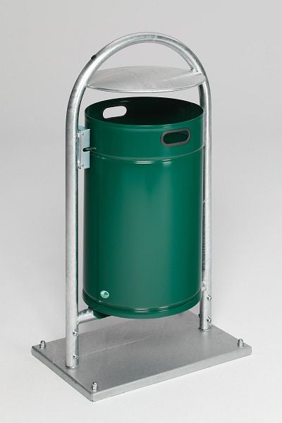 PROREGAL Robuster Rohrbogenständer Für Abfälle Mit Dach Mit Bodenplatte 60 Liter HxBxT 110 x 60 x 40 cm Verzinkter Stahl Grün