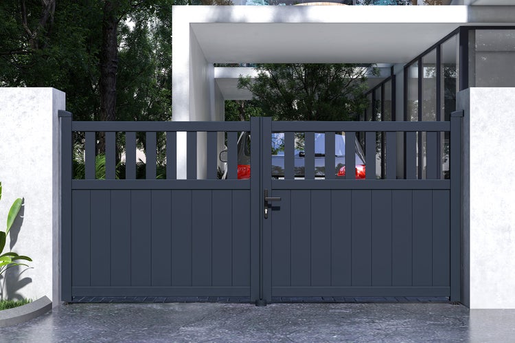 Doppelflügeltor aus Aluminium 3m SANTIS 300B140 Grau