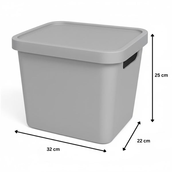 Aufbewahrungsbox aus Kunststoff mit Deckel, 25 x 32 x 22 cm