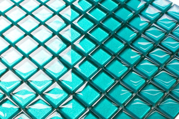 Glasmosaik auf Netz für Bad und Küche 30cm x 30cm  - Hydrangea blue