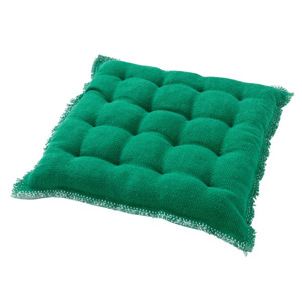 BURTO - Sitzkissen 40x40 cm Baumwolle mit stone-washed optik Emerald